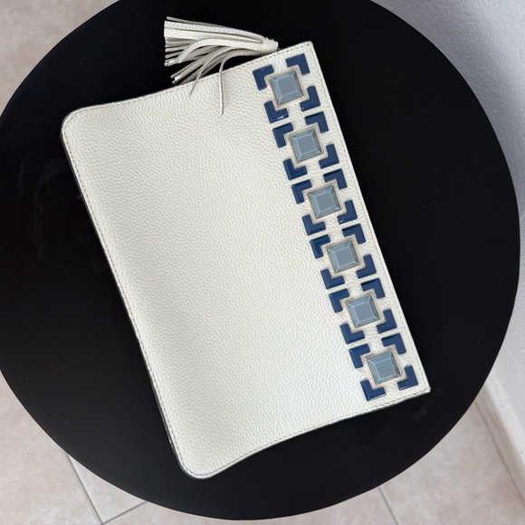 kate spade Handbags - Kate Spade White and Blue Clutch